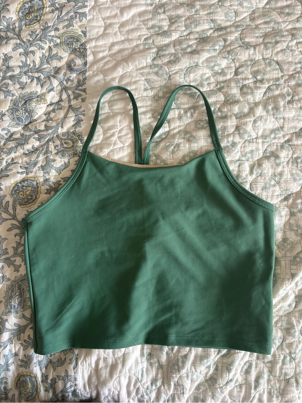 Green Cropped Workout Tank Top